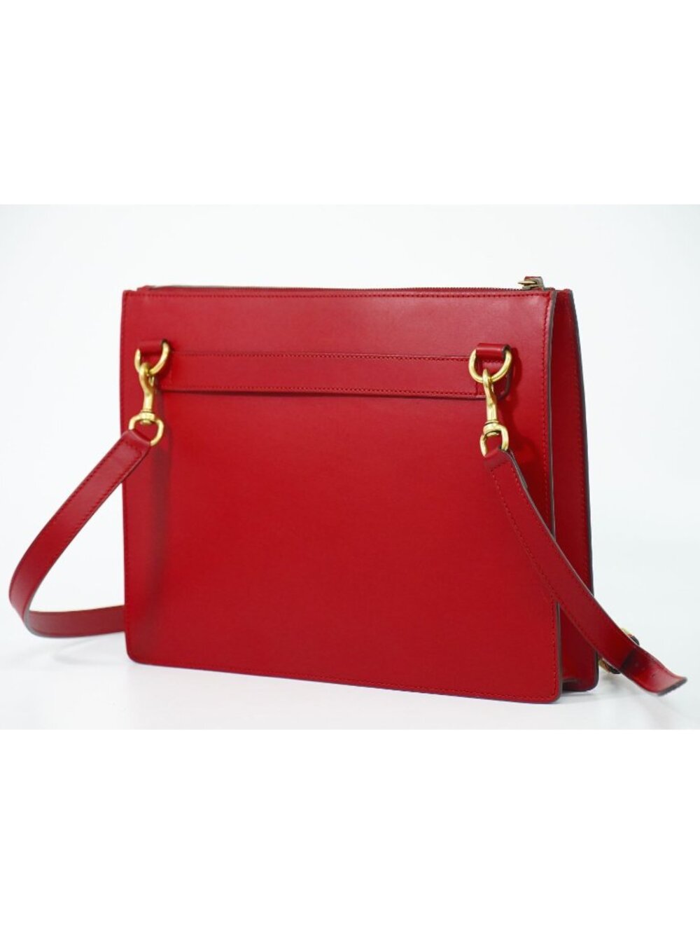 Gucci strike 2-Way Shoulder Bag Pochette Clutch Leather Red Ghost Second - Picture 2 of 9